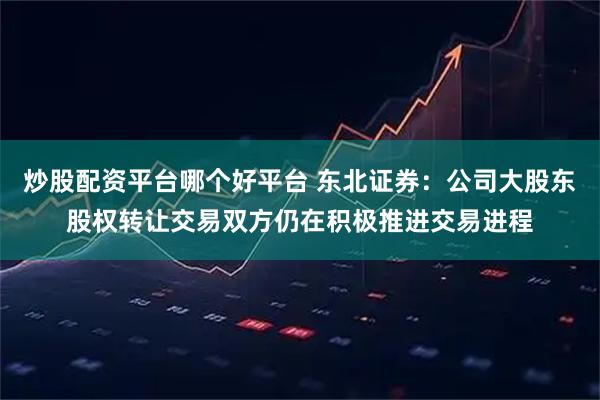 炒股配资平台哪个好平台 东北证券：公司大股东股权转让交易双方仍在积极推进交易进程