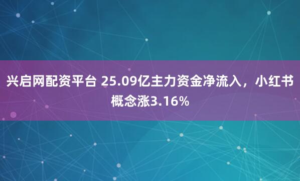 兴启网配资平台 25.09亿主力资金净流入，小红书概念涨3.16%